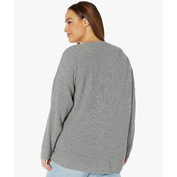 NEW‎ Madewell Plus Asherton Waffle Henley Sweater in gray, 2X - Picture 3 of 16